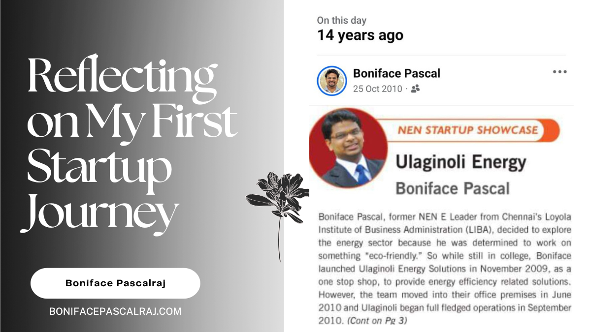 A nostalgic representation of an entrepreneur looking at old startup memories, symbolizing the evolution from an idea to a thriving business.